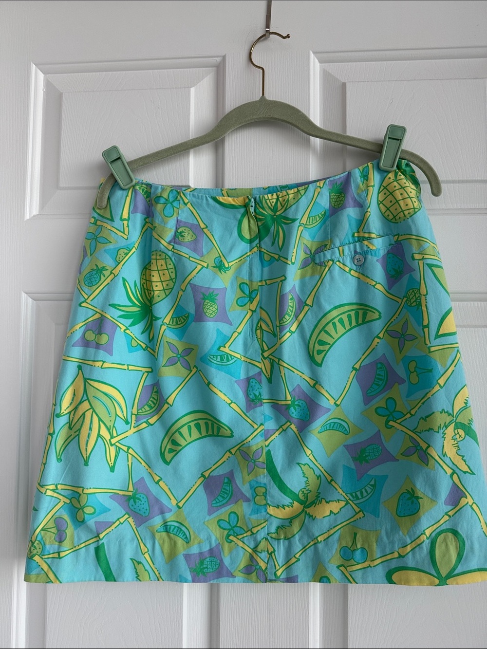 Lilly Pulitzer Aqua Tropical Mini Skirt with Yellow & Green Motifs - Picture 3 of 3